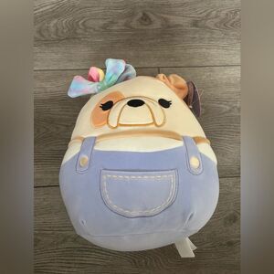 Squishmallows Davitta Cute Plush Toy with Overalls and Bow